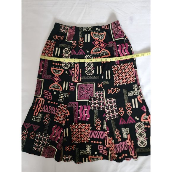 Choices Women's Black Pink Multicolor Printed Ruffle Flounce Skirt Size Medium - Picture 7 of 8